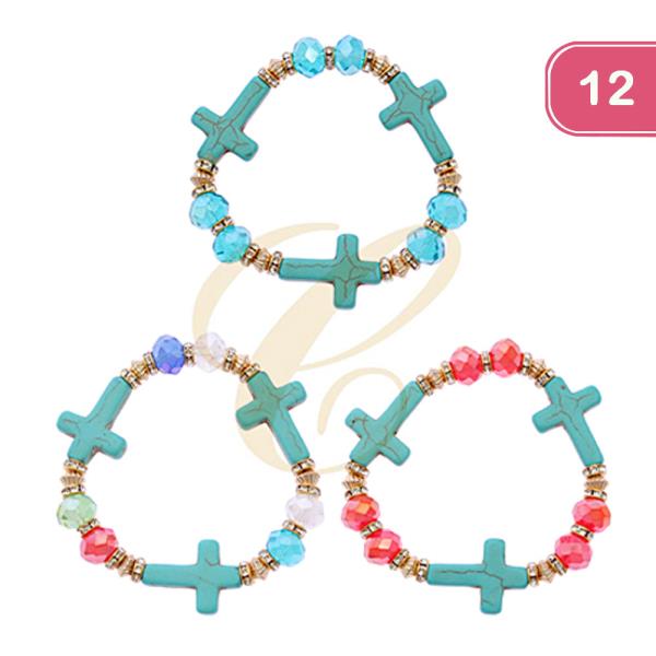 CROSS BEAD BRACELET (12 UNITS)