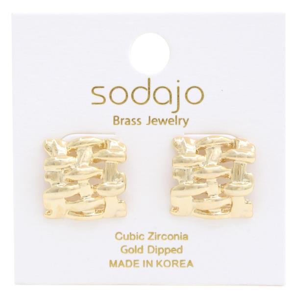 SODAJO SQUARE SHAPE GOLD DIPPED EARRING