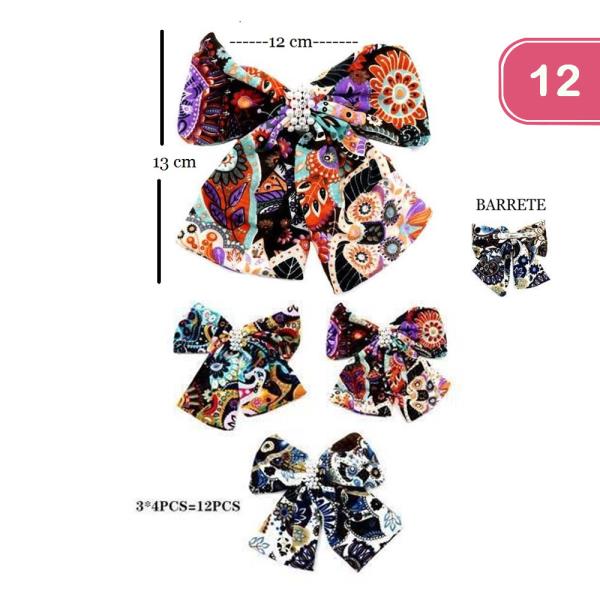 HAIR BARRETE BOW CLIP (12 UNITS)
