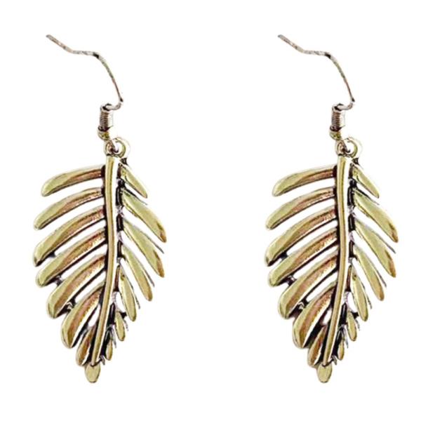 METAL FEATHER DANGLE EARRING