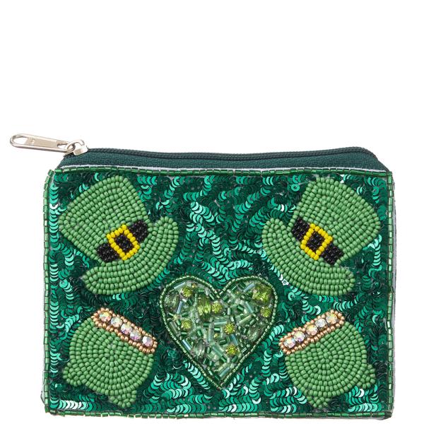 SEED BEAD ST PATRICK COIN POUCH