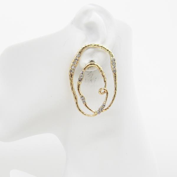 SWIRL ROUND METAL RHINESTONE EARRING