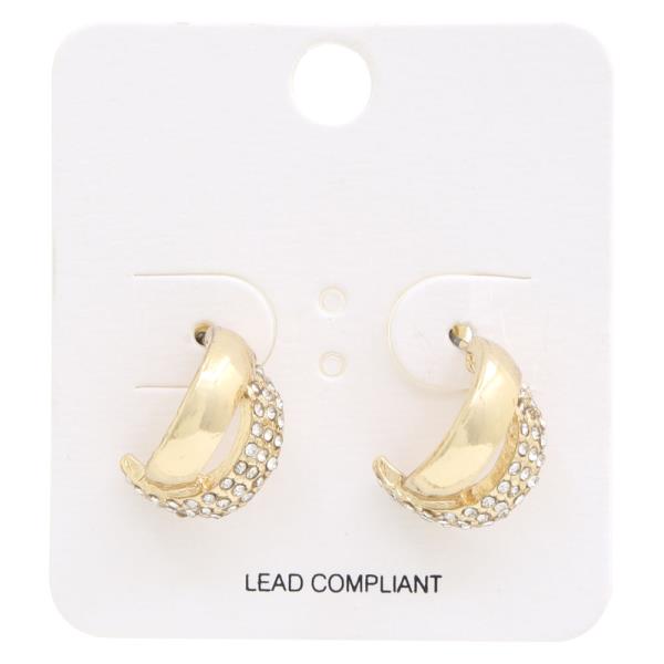 DOUBLE HOOP RHINESTONE METAL EARRING