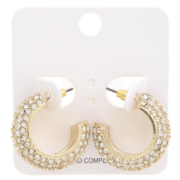 RHINESTONE OPEN HOOP EARRING