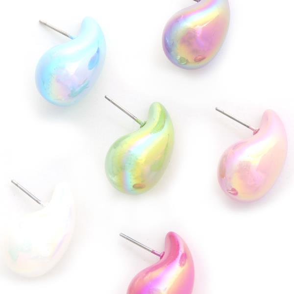IRIDESCENT TEARDROP DOME EARRING