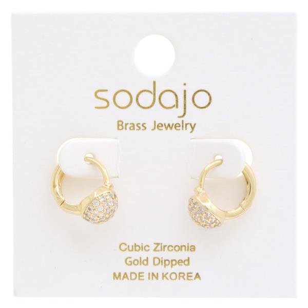 SODAJO DOME CZ GOLD DIPPED HUGGIE EARRING