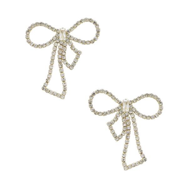 RHINESTONE BOW POST EARRINGS