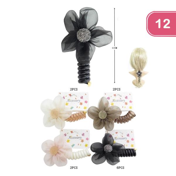 FLOWER SPIRAL HAIR TIE (12 UNITS)