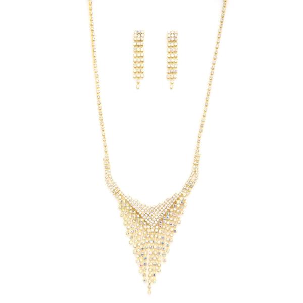 RHINESTONE NECKLACE EARRING SET