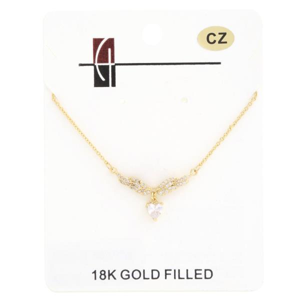 18K GOLD DIPPED CZ HEART PENDANT NECKLACE