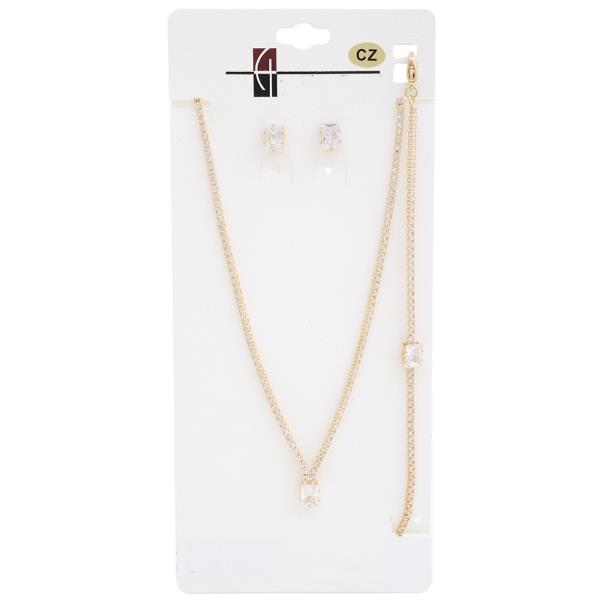 RHINESTONE NECKLACE EARRING BRACELET SET
