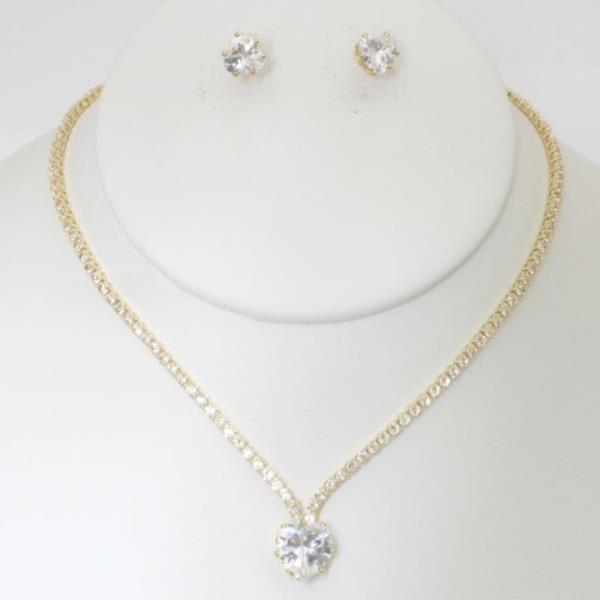 RHINESTONE NECKLACE EARRING SET