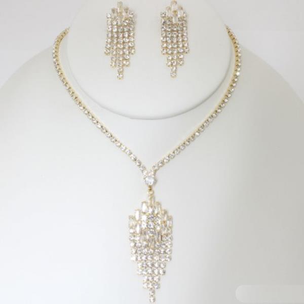 RHINESTONE NECKLACE EARRING SET