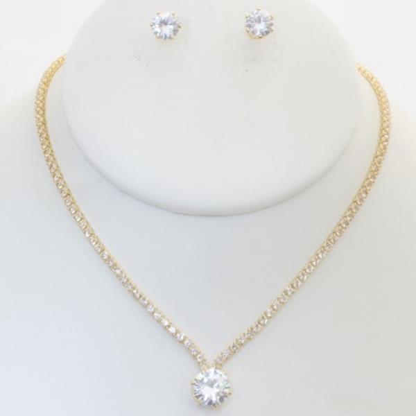 RHINESTONE NECKLACE EARRING SET