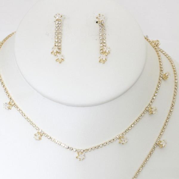 STAR RHINESTONE NECKLACE EARRING BRACELET SET