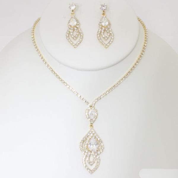 RHINESTONE NECKLACE EARRING SET