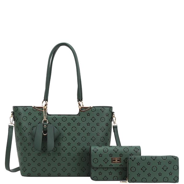 3IN1 DESIGN HANDLE BAG W CROSSBODY AND WALLET SET