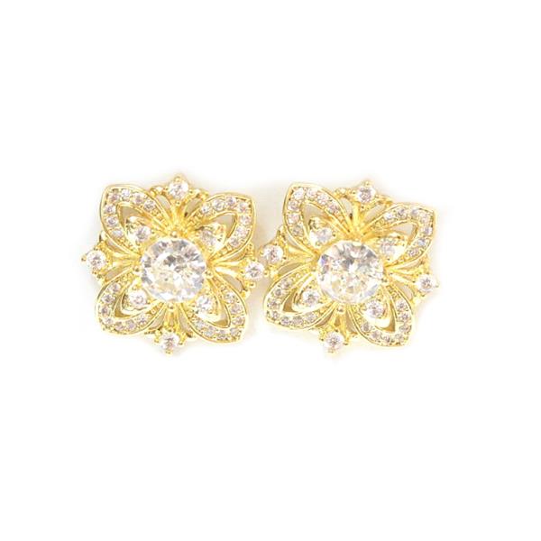 RHINESTONE FLOWER POST EARRING