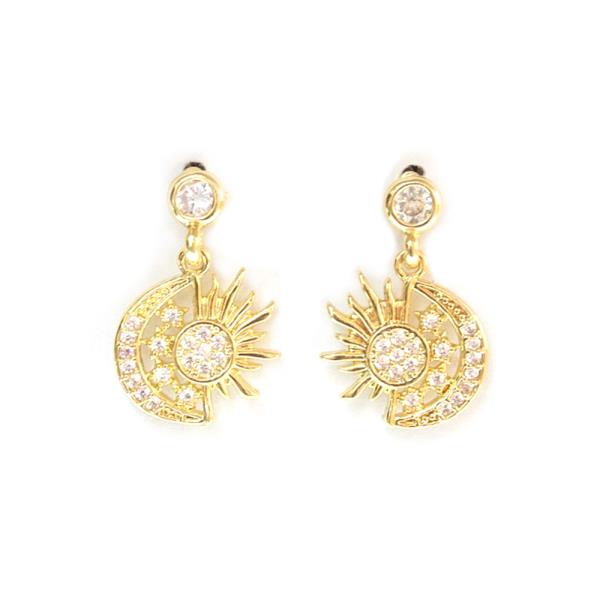 RHINESTONE MOON & SUN POST EARRING