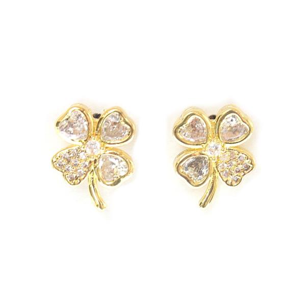 RHINESTONE CLOVER POST EARRING
