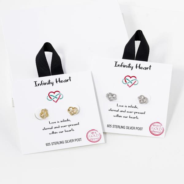 18K GOLD RHODIUM DIPPED INFINITY HEART EARRING