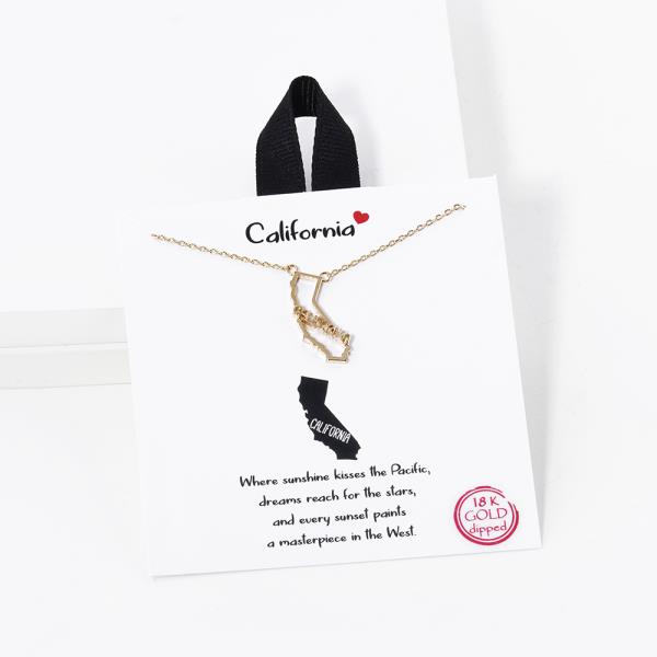18K GOLD RHODIUM DIPPED CALIFORNIA U.S. STATE NECKLACE