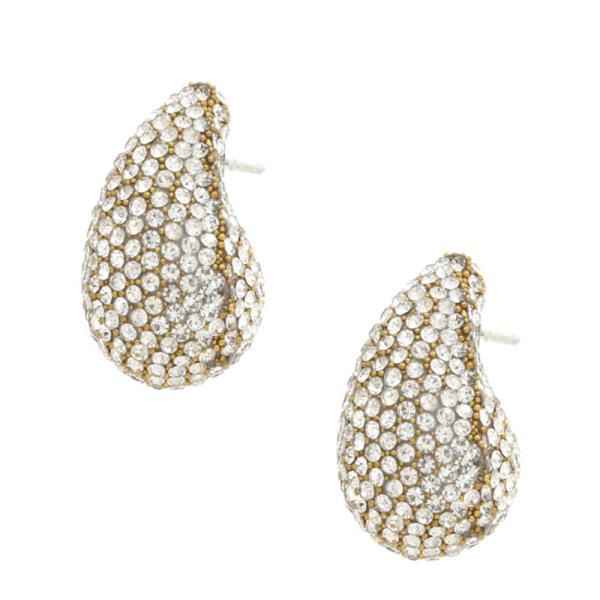 RHINESTONE TEARDROP DOME EARRING