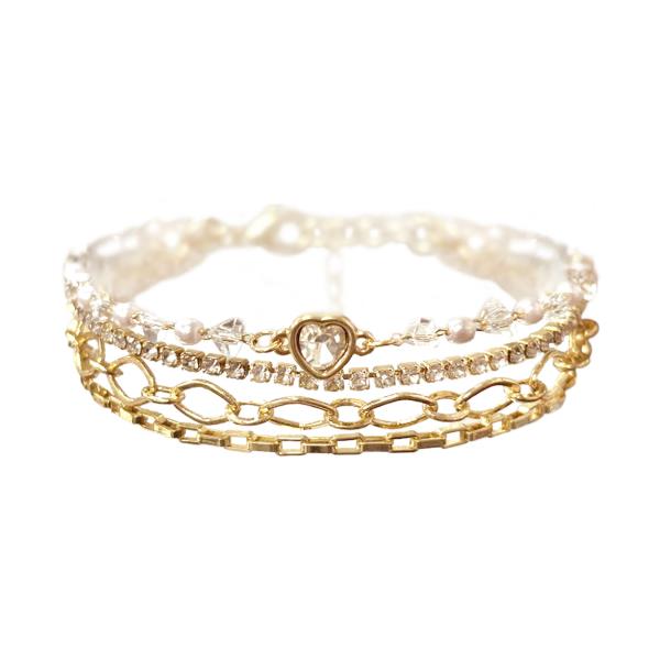 CRYSTAL HEART 4 LAYERED BRACELET