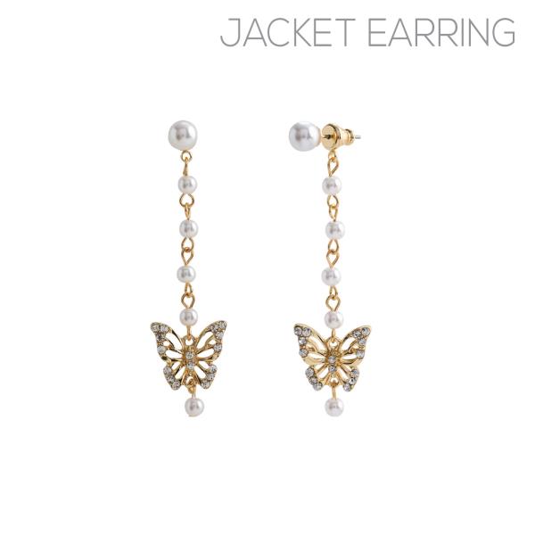 RHINESTONE BUTTERFLY PEARL JACKET EAR