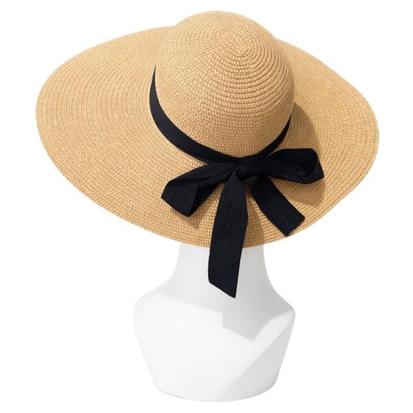 STRAW RIBBON BAND FLOPPY SUN HAT