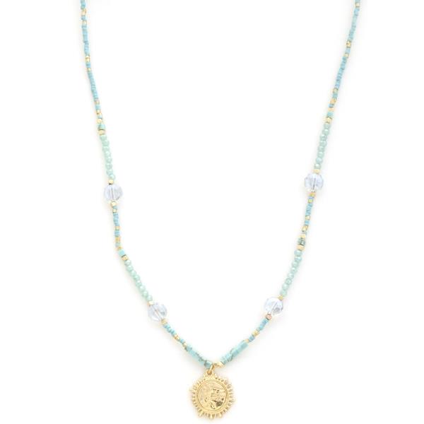 COIN CHARM BEADED NECKLACE