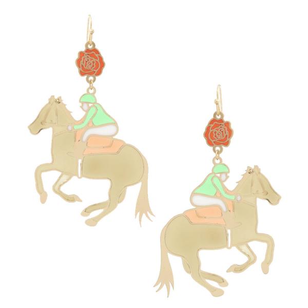 ROSE HORSE DANGLE EARRING