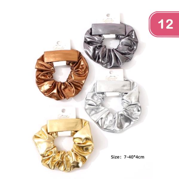 METALLIC HAIR SCRUNCHIE PIN SET (12 UNITS)