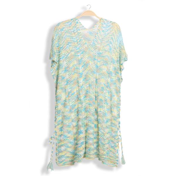 MULTICOLORED TASSEL SLIT CROCHET COVER-UP
