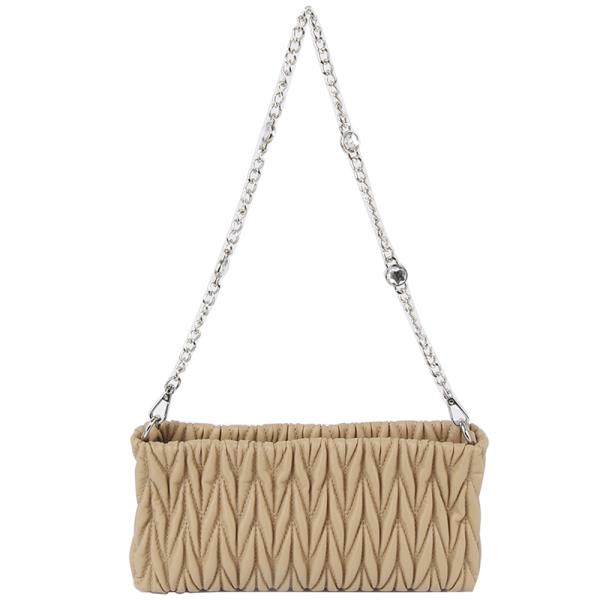 QUILT PATTERN ZIPPER SHOULDER CROSSBODY BAG