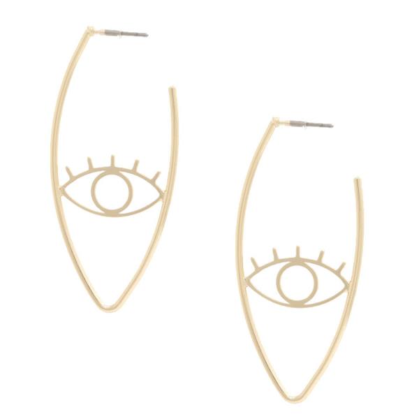 EYE POINTED BRASS METAL DANGLE EARRING