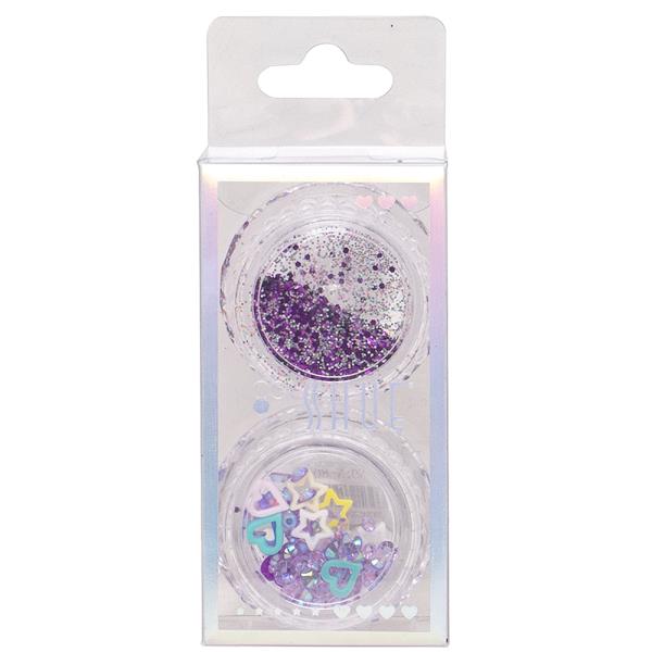 GLITTER STUD SHAPE NAIL DECORATION 2 PC SET
