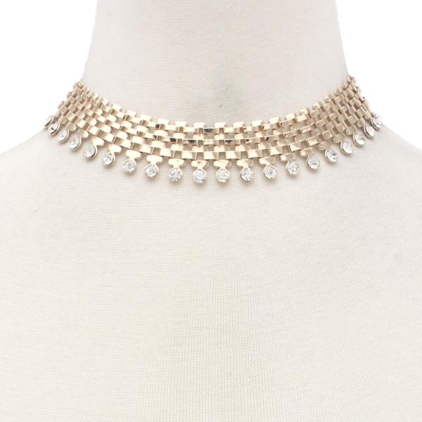 SODAJO METAL RHINESTONE CHOKER NECKLACE
