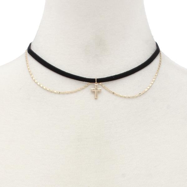 SODAJO DAINTY CROSS CHAIN CHOKER NECKLACE