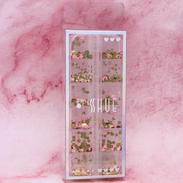 PINK GOLD SHAPED NAIL ART DECORATION SET