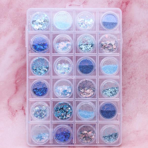 GLITTER BLUE NAIL ART DECORATION SET