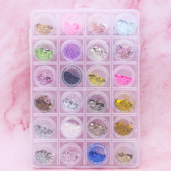 MULTI COLOR GLITTER NAIL ART DECORATION SET