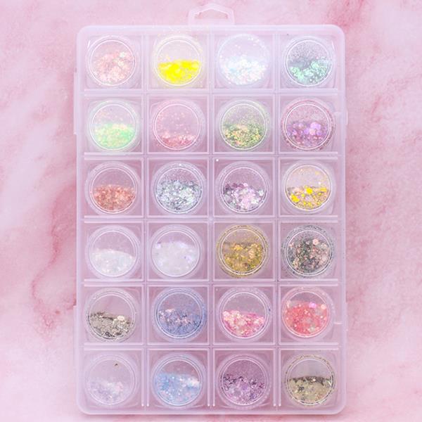 MULTI GLITTER MIX NAIL ART DECORATION SET