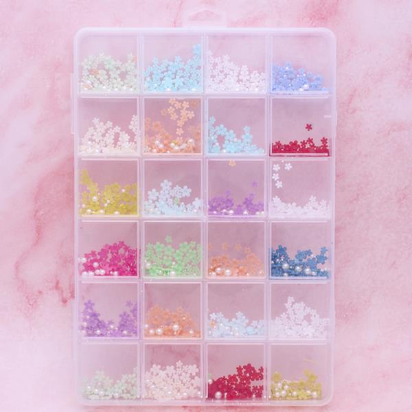 FLOWER MULTI COLOR PEARL NAIL ART DECORATION SET