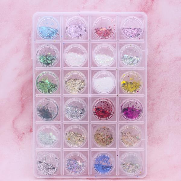 MULTI GLITTER MIX NAIL ART DECORATION SET