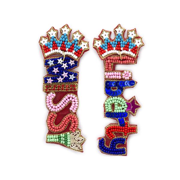 SEED BEAD MISSY LIBERTY DANGLE EARRING