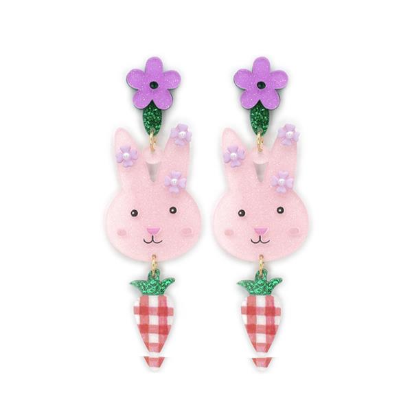 HAPPY EASTER RABBIT CARROT DANGLE EARRING