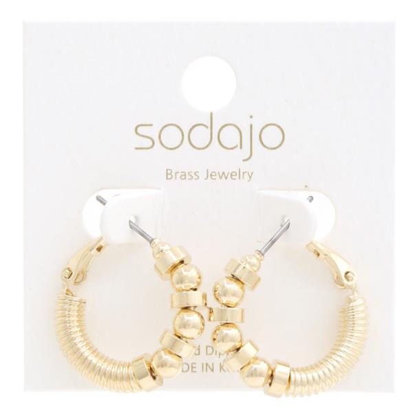 SODAJO BALL BEAD LINK GOLD DIPPED HOOP EARRING