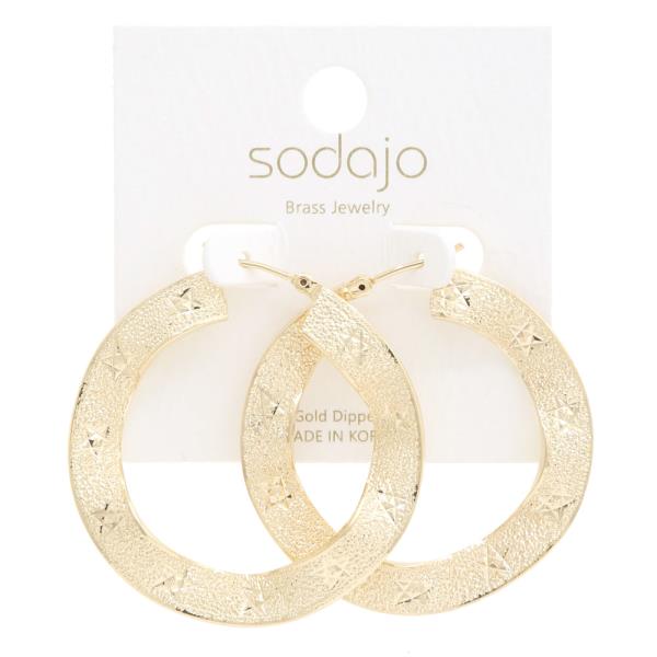 SODAJO TEXTURED METAL HOOP GOLD DIPPED EARRING