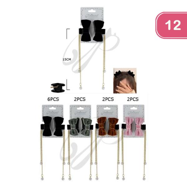 HAIR JAW CLIP WITH TASSEL (12 UNITS)